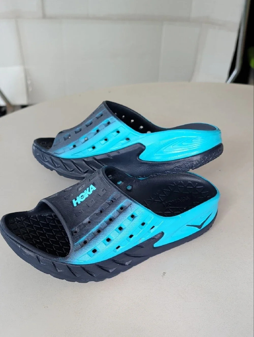 Hoka Black and Teal Slide Sandals - Picture 3 of 12